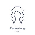 female long black hair? icon from woman clothing outline collection. Thin line female long black hair? icon isolated on white