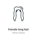 Female long hair outline vector icon. Thin line black female long hair icon, flat vector simple element illustration from editable