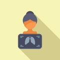 Female lungs diagnosis icon flat vector. Control patient treatment