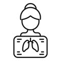 Female lungs diagnosis icon outline vector. Control patient treatment