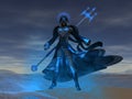 Female mage casts spell