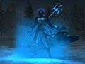 Female mage casts spell