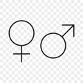 Female and male arrow vecor icon. Man woman gender sex line symbol