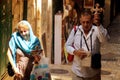 Christian pilgrims on Via dolorosa, Jerusalem 2018