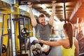 Female and male compete in endurance Royalty Free Stock Photo