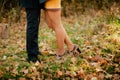 Female and male feet on grass Royalty Free Stock Photo