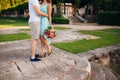 Female and male feet on grass Royalty Free Stock Photo