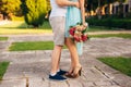 Female and male feet on grass Royalty Free Stock Photo