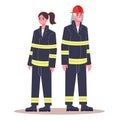 Female and male firefighter. Fireman and firewoman in uniform Royalty Free Stock Photo