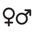 Female and male gender icons. Vector isolated man sex symbol, woman gender sign