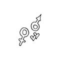 Female and male gender symbols hand drawn outline doodle icon. Sex and gender diversity concept simple sketch illustration for Royalty Free Stock Photo