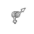 Female and male gender symbols hand drawn outline doodle icon. Sex and gender diversity concept simple sketch illustration for Royalty Free Stock Photo