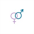 Female and male gender symbols hand drawn outline doodle icon. Sex and gender diversity concept vector simple sketch illustration Royalty Free Stock Photo