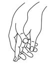 Female and male hand. Concept - tenderness, love and passion. Woman and man holding hands. Linear hand drawing. Vector Royalty Free Stock Photo