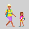 Female and Male Holidaymakers Cartoon Characters Royalty Free Stock Photo