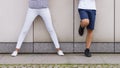 Female and male legs in trousers Royalty Free Stock Photo