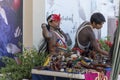 Female and male native indians of Panama selling arts and crafts in Fuerto Amador