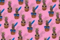 Female and male pineapple hipster in sunglasses, stylish fruit couple, Minimal concept on pink background Royalty Free Stock Photo