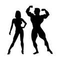 Female and male silhouettes athletes. A pair of athletes. Poses