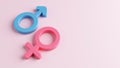 Female male symbol sex gender on pink ground. learn feminine masculine boy girl pink blue pastel. Equality lover married couple Royalty Free Stock Photo