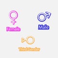 female, male and third gender icons on white background. Royalty Free Stock Photo