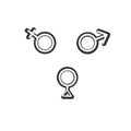 female, male and third gender icons on white background. Royalty Free Stock Photo