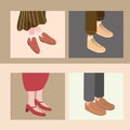 female and male trendy shoes icon collection vector design