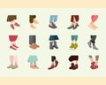 female and male trendy shoes symbol set vector design