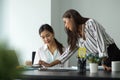 Female manager training and explaining project details to her team Royalty Free Stock Photo