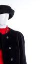 Female mannequin in black hat and coat. Royalty Free Stock Photo