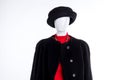 Female mannequin in black hat and coat. Royalty Free Stock Photo