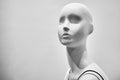 A female mannequin. Black and white photo. Copy space