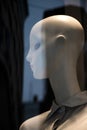 Female mannequin dol headl displayed n the shop window in the ni Royalty Free Stock Photo