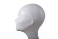 Female mannequin head cork in profile isolated on white background Royalty Free Stock Photo