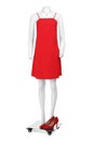 Female mannequin with necklace and shoes dressed in red dress isolated on white Royalty Free Stock Photo