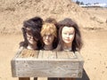 Female mannequin plastic fake toy heads with hair