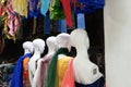 Female mannequin , Rajasthani womens clothes being sold in a shop, Jodhpur market in the evening. Rajasthan, India Royalty Free Stock Photo