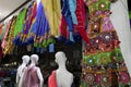 Female mannequin , Rajasthani womens clothes being sold in a shop at famous Sardar Market and Ghanta ghar Clock tower in the Royalty Free Stock Photo