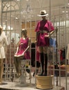 female mannequins in a fashion clothing shop window Royalty Free Stock Photo