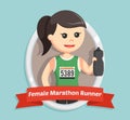 Female marathon runner on emblem