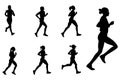 Female marathon runners silhouettes