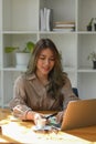 Female marketing officer working on her online marketing campaign