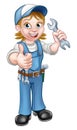 Female Mechanic or Plumber with Spanner