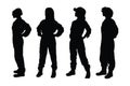 Female mechanic standing silhouette collection. Female worker silhouette set vector on a white background. Mechanic women with Royalty Free Stock Photo