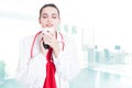 Female medic smelling the flavor of espresso Royalty Free Stock Photo