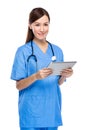 Female medical doctor hold clipboard Royalty Free Stock Photo