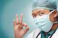 Female medical doctor with ok sign Royalty Free Stock Photo