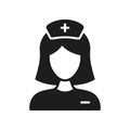 Female Medical Specialist Silhouette Icon. Woman General Practitioner Glyph Pictogram. Pharmaceutical Sign. Clinician