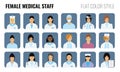 Female Medical staff - people icons. Set of Women doctors. Royalty Free Stock Photo