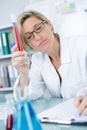 Female medical technician working in laboratory Royalty Free Stock Photo